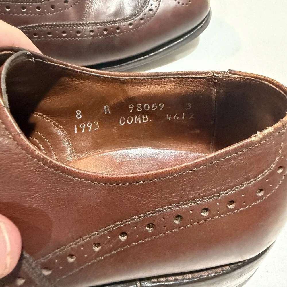 Allen Edmonds Chester Wingtip Oxfords Brown Leather Mens 8 A Narrow 4612 USA
